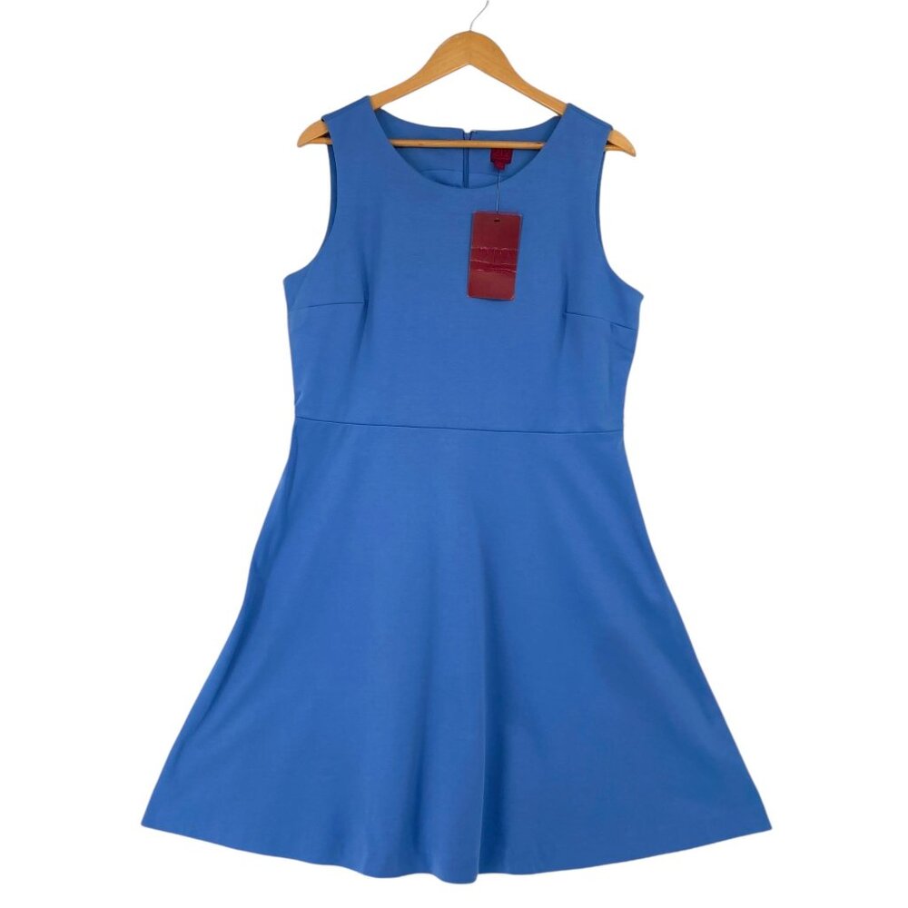 NWT 212 Collection XL Blue Skater Dress Sleeveless Fit Flare Back Zip Sleeveless